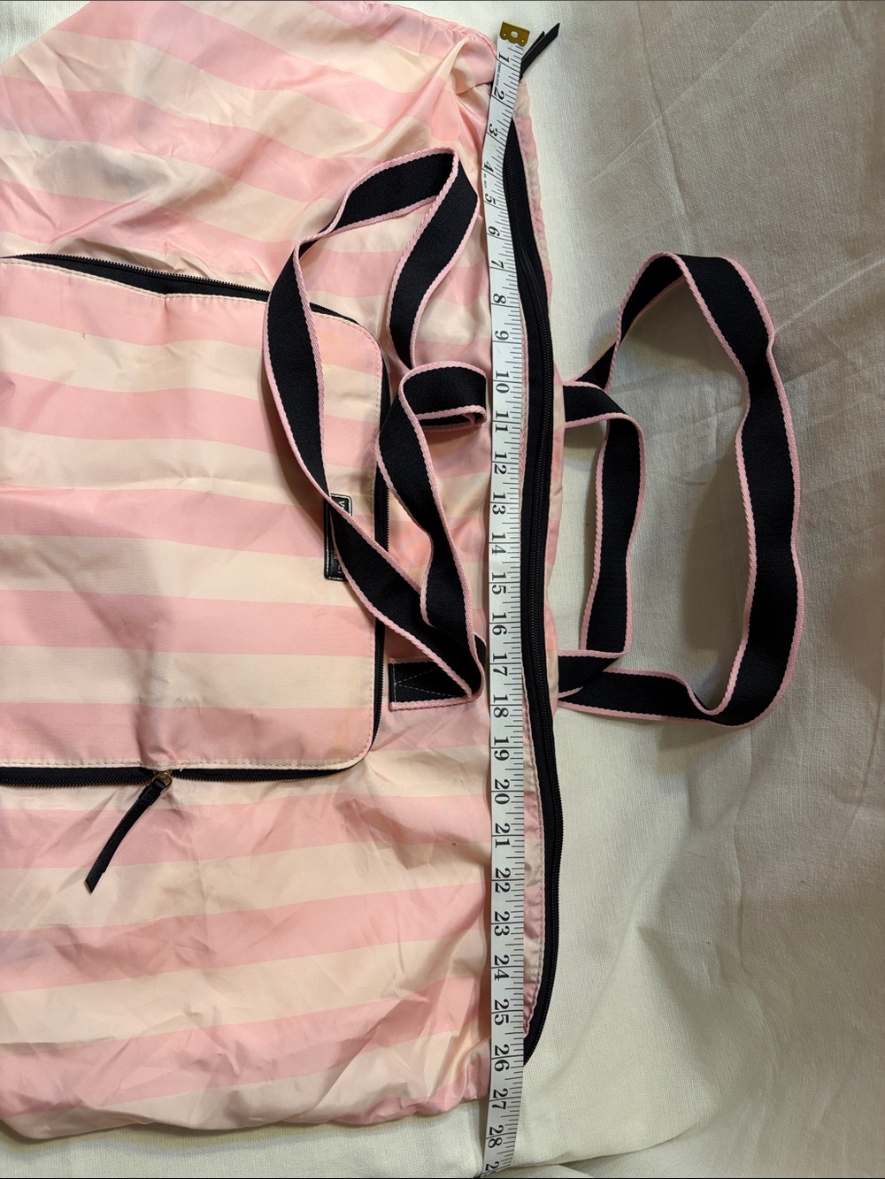 Victoria's Secret Pink and Cream Striped packable weekender/getaway tote - Picture 7 of 8